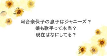 河合奈保子の息子はジャニーズ？娘も歌手って本当？現在はなにしてる？