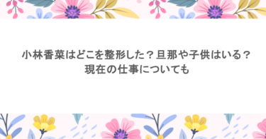 小林香菜はどこを整形した？旦那や子供はいる？現在の仕事についても